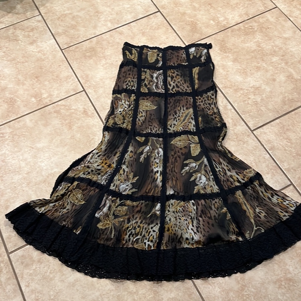 Alberto Makali Black and Brown Maxi Skirt